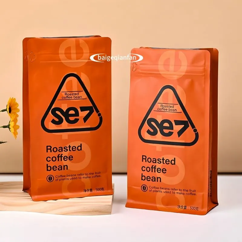 Еко равне доње торбе ТИН кравата паковање прилагођеног биоразградивог пасуљског кафе балка за паковање кафе са вентилом и патентним затварачем